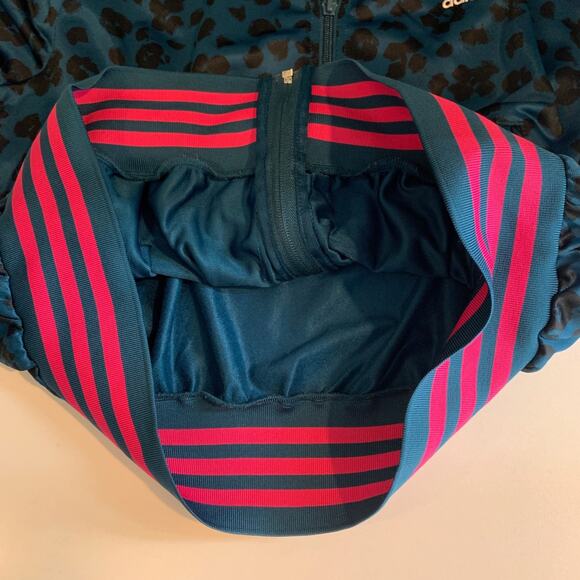 Adidas Track Jacket Women M Medium Leopard Print Full Zip Performance Pocket - Picture 8 of 15